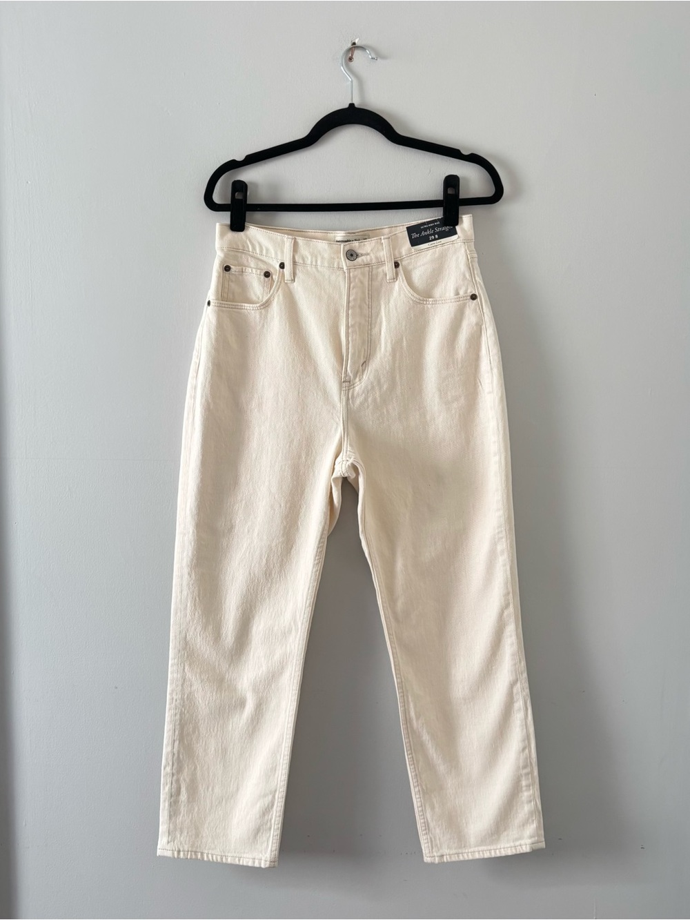 Abercrombie & Fitch NWT The Ankle Straight Ultra High Rise Jeans Ecru Crop